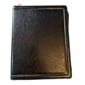 Samsonite Black Leather iPad Folio Organizer With Zipper Closure & Document Pock